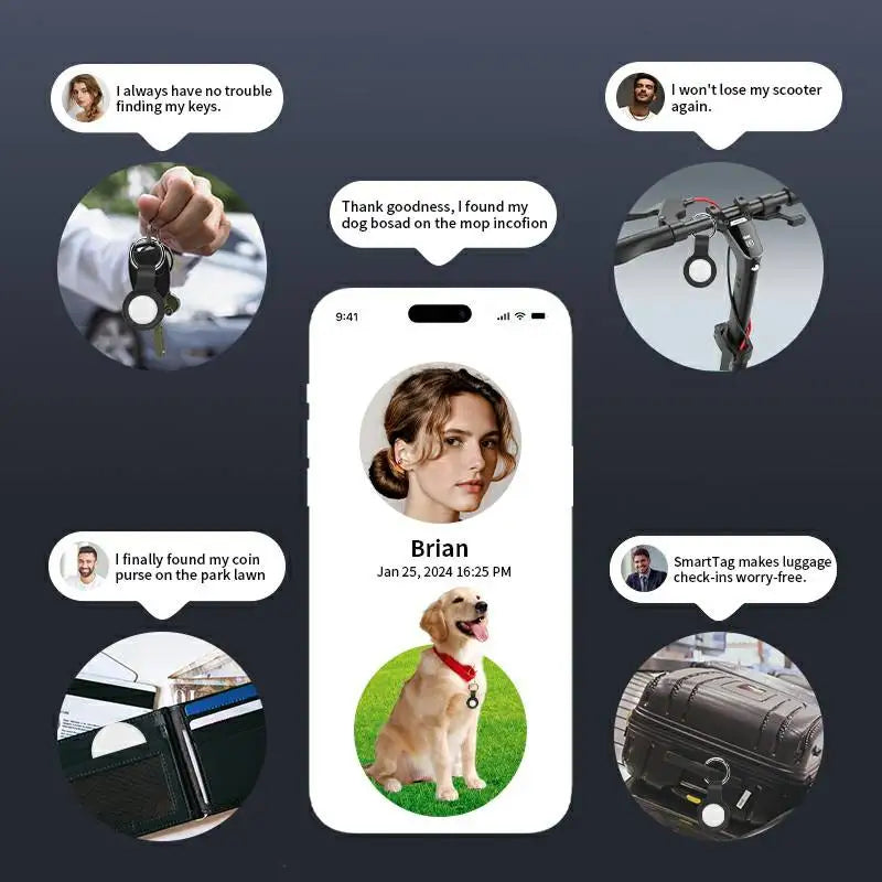 Advanced MFi Certified Smart Air Tag - Multi-Functional GPS Tracker Locator for Pets, Keys, Wallets, and Luggage